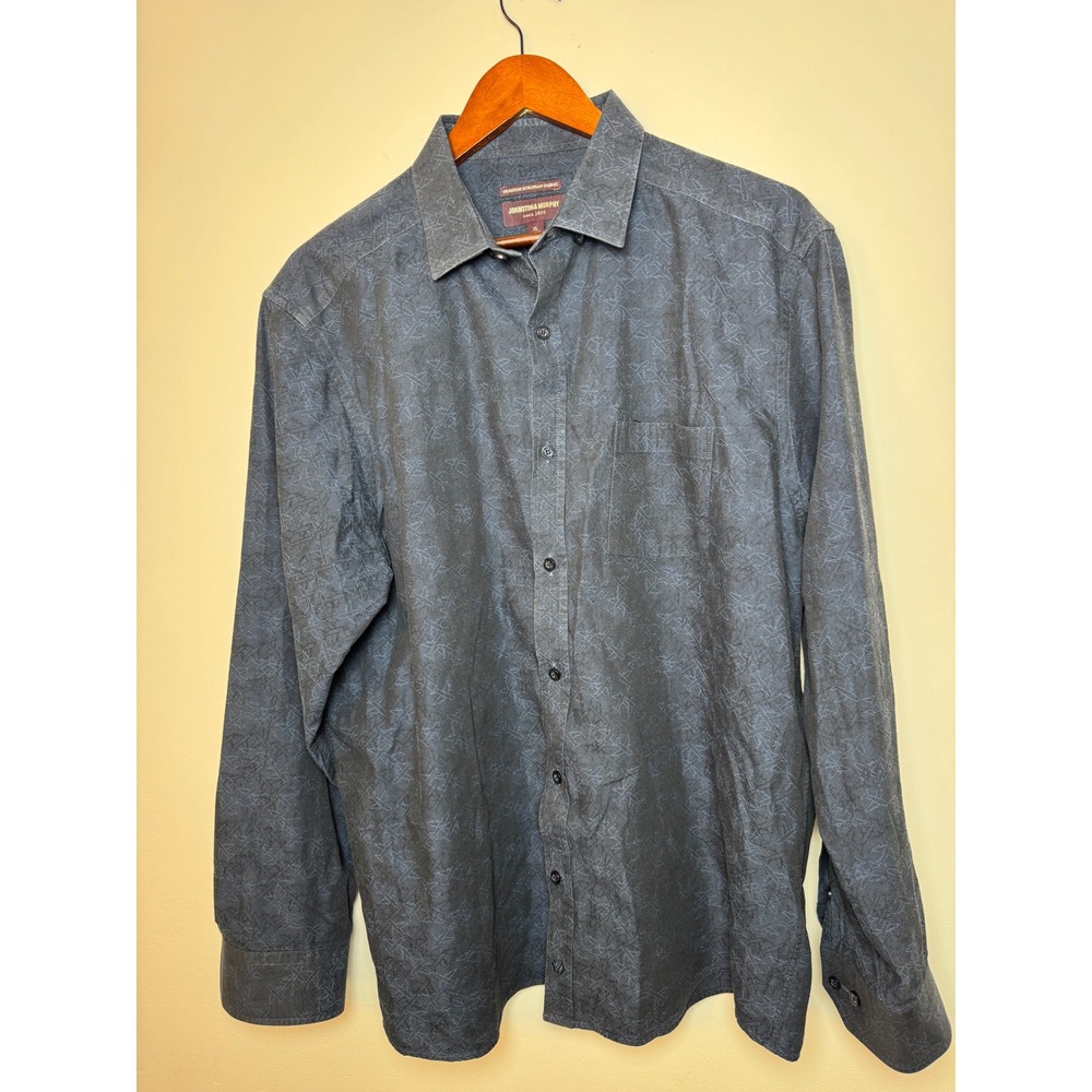 Johnston & Murphy Mens XL Navy Blue‎ Premium European Fabric Button Down Shirt